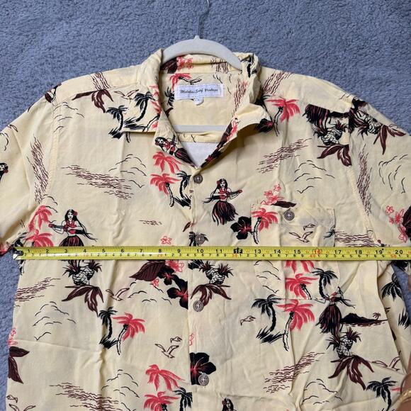 Molokai Surf Vintage Shirt Men's Large Yellow Hawaii Short Sleeve Button Up - Picture 4 of 5